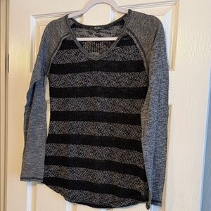 Miss Me Gray and Black Striped Sweater
